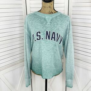 Pink Victoria’s Secret Collab US Navy Distressed Pullover Shirt Green XS‎